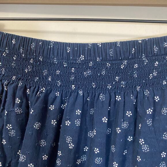 Madewell Smock-Waist Ruffle Mini Skirt in Navy Blue Bandana Flower Sz 2 - Picture 4 of 10